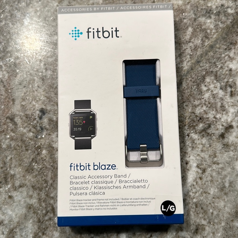 Fitbit Blaze classic accessory band blue size large - new, never unboxed.